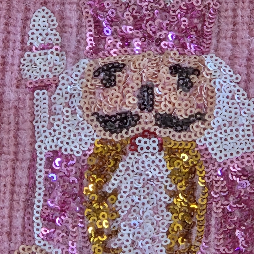 Peach Love California Sequin Nutcracker Sweater Vest Pink Sparkly Holiday Bling - Picture 5 of 16